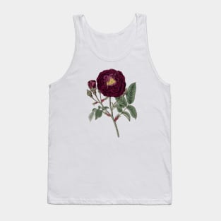 Burgundy Rose Flower Vintage Botanical Illustration Tank Top